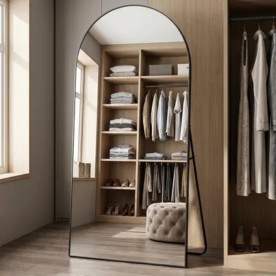 مرآة تايمي الكاملة الطول، 170x70 سم، إطار معدني ذهبي، مع حامل خلفي، تصميم أنيق، لغرف المعيشة وغرف الملابس وسرير
