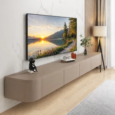 FGNIXLN Väghängande TV-bench, 120-300cm, Modern tv-skap för livingroom. Passar både för livingroom och söngsrum (160CM)