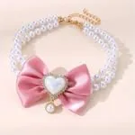 Collar de Perlas para Mascotas con Colgante Corazón Rosa - Mejor Oferta