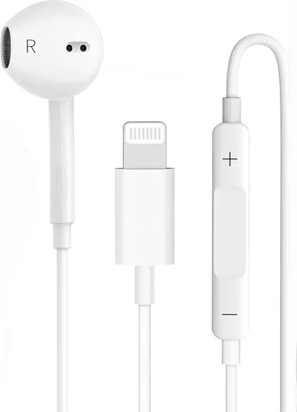 Lightning Wired Earphones for iPhone & iPad with Mic, Volume Control, Comfortable In-Ear Design, Noise Isolation, Compatible with iPhone 11/12/13/14/15 Series (Single Ear)
