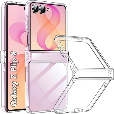 Fitudoos Custodia Compatibile con Samsung Galaxy Z Flip 8, Anti-Caduta, Ultra Sottile, Trasparente, Retro in PC, Angoli Protetti