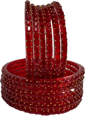 SUNDRAM Raindrop Glass Bangles सेट महिलाओं और लड़कियों के लिए, शादी और पार्टी के लिए पारदर्शी क्रिस्टल Kanch Ki Chudi, 12 की छोटी सेट