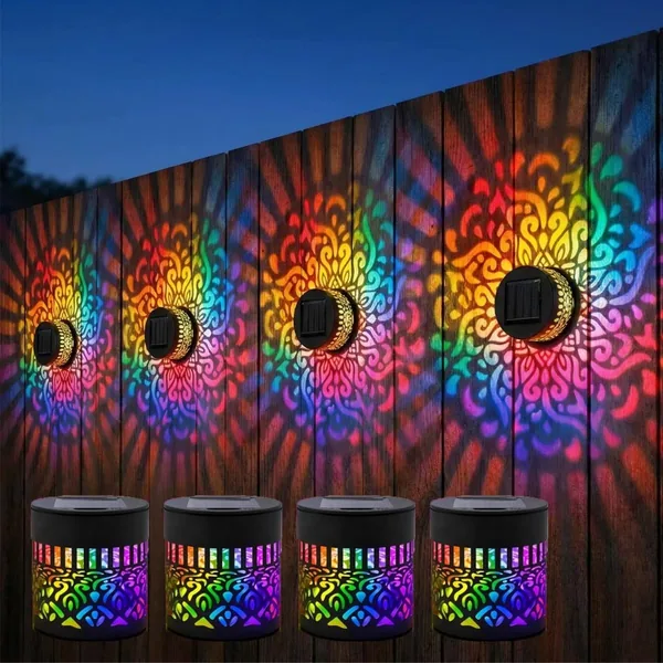 2 St ck Solar-Mandala-Wandleuchten, sieben Farbwechsel, dekorative Projektionslampe