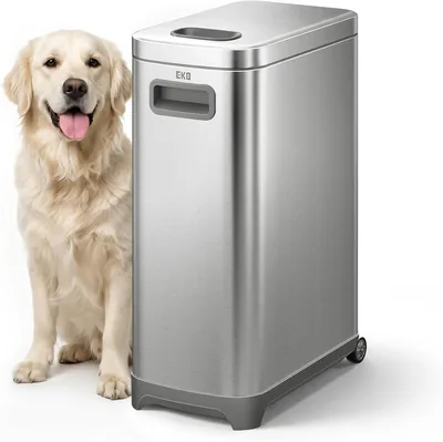 EKO 45 lb Airtight Dog Food Container, Stainless Steel Pet Storage
