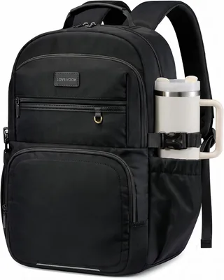 LOVEVOOK Frauen Rucksack, Wasserdicht Groß, 17.3 Zoll Laptop Rucksack für Schule und Arbeit, Schwarz