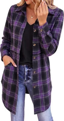 Zeagoo Women's Flannel Shirt Long Sleeve Plaid Button Down Fall Tops Best Deal