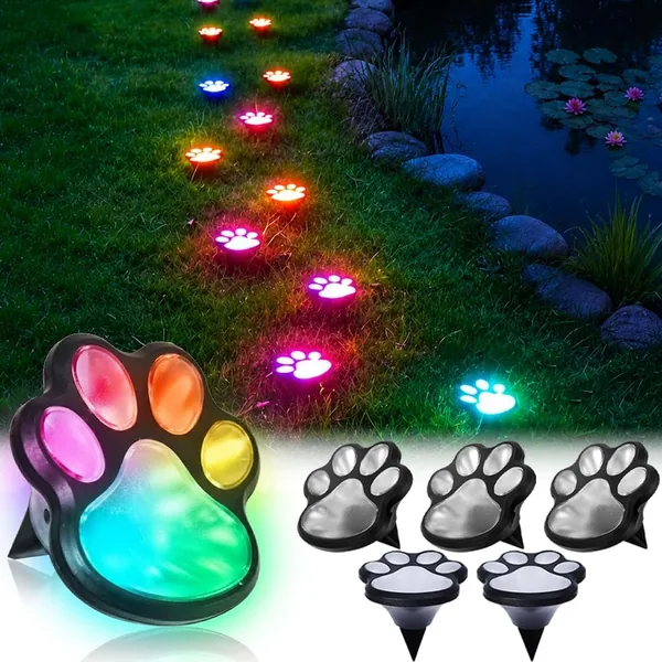 Solar Bodenleuchten Au en, LED Gartenleuchten Katzen Hunde Pfoten Au enleuchte