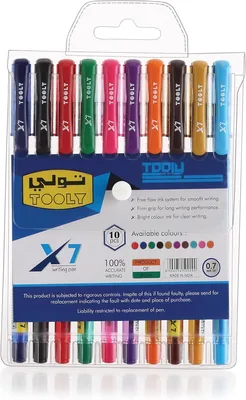 مجموعة أقلام كتابة Tooly X7، 10 قطع بألوان متنوعة، 0.7 مم نهايات رفيعة للتدفق السلس، مقبض إرغونومي للمكتب والمدرسة، متعدد