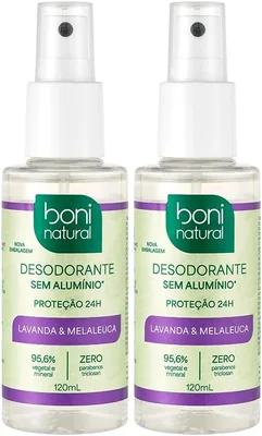 BONI NATURAL - Desodorante Spray Natural e Vegano com Óleos Essenciais de Melaleuca e Lavanda, 24 horas de proteção, Sem Alum Best Deal