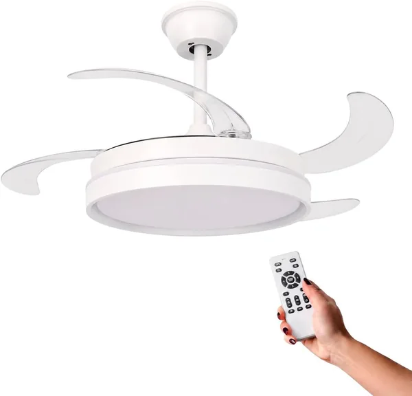 IluminaShop Ventilador de Techo con luz LED,Motor DC 30W+Luz 40W