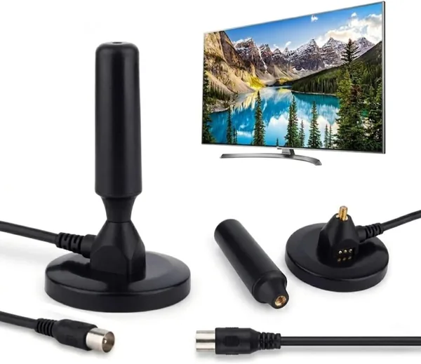 Antena Digital Interna e Externa para TV - HDTV 4K UHF VHF Smart TV, LED, LCD, 3D, Cabo de 5 Metros, Base de Ímã e Resistente a Água - Melhor Preço