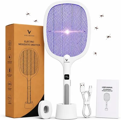 VELNURO Electric Fly Swatter Racket 40% Off - Rechargeable Mosquito Killer