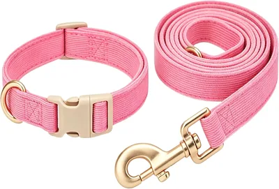 YUDOTE Pink Corduroy Dog Collar & Lead Set - Best Deal