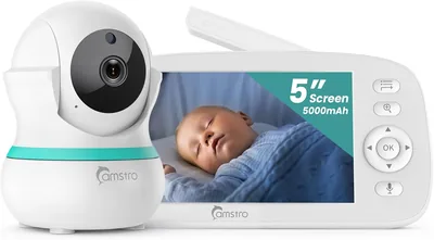 CAMSTRO Babykamera mit 5000 mAh Akku und 5 Zoll Bildschirm - 355° Schwenkbar, 4-facher Digitalzoom, 15% Rabatt