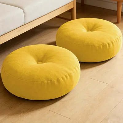 AYO フロークッション、2個セット、丸型、高耐久性、厚さ45cm、直径17.7インチ、椅子パッド、椅子クッション、床用