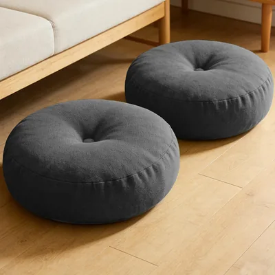 AYO フロークッション 2個セット、直径45cm、高耐久性、厚型、椅子パッド、床用