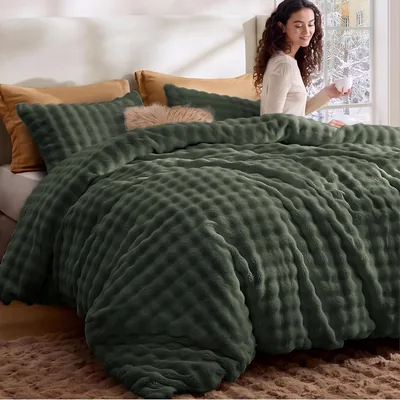 Bedsure Cloud Bubble King Comforter Set Olive Green 3pcs