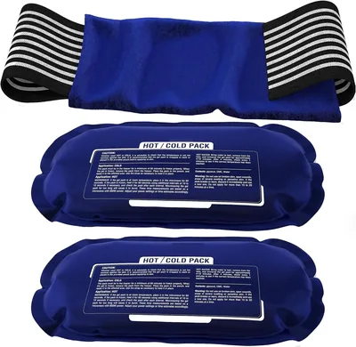 كمادات باردة مُعادة الاستخدام، عبوة ثلاثية 3-Pack Ice Pack للإصابات وآلام العضلات والانتفاخات، قابلة للتعديل