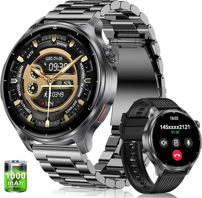 Military Smart Watch for Men - 1000mAh Battery, HD Rugged Smartwatch, BT Calling, 120+ Sports Modes