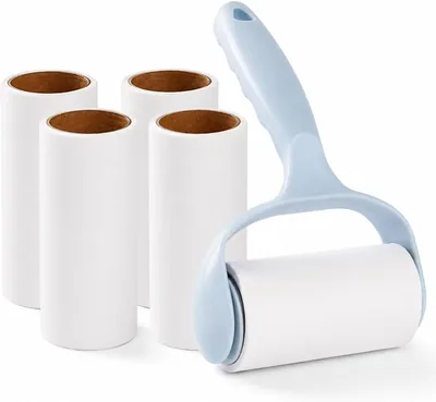 ECVV Lint Roller Remover Set - 5 Refills + Handle, Fluff Brush, 125 Sheets