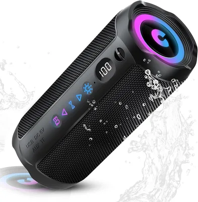 Altoparlante Bluetooth Portatile 25W con Driver Duali a Basso Profilo, Autonomia 25 Ore, Connettività TWS, RGB, Resistente all'Acqua IPX7