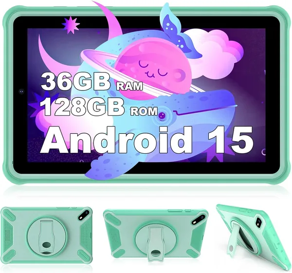 Tablet Genérico 7 Pulgadas Android 15, 36GB RAM + 128GB ROM, 6500mAh, Verde