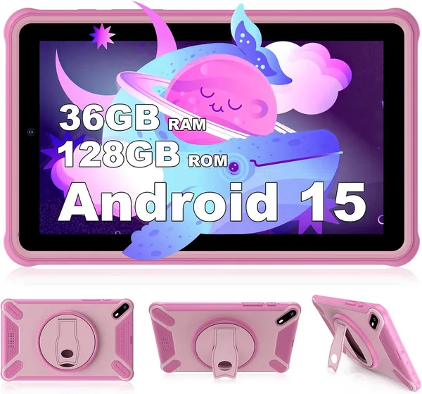 Tablet Genérico 7 Pulgadas Android 15, 36GB RAM + 128GB ROM, 6580mAh, Rosa