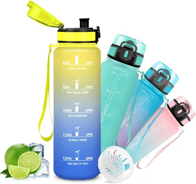 Mujigaga Bottiglia d'Acqua da 500 ml per Bambini, Anti-Goccia, Motivazionale, Facile da Portare, con Sicurezza