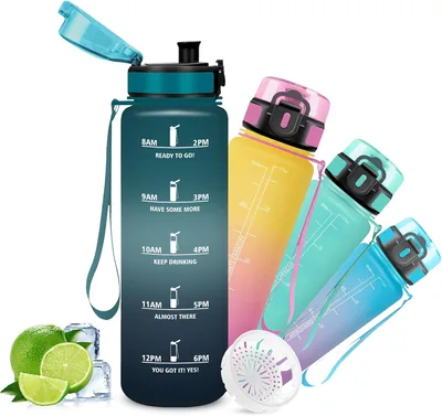 Bouteille d'eau Mujigaga - 500 ml - Bouteille d'eau pour enfants, Bouteille graduée, Sans fuite, Bouteilles motivantes avec