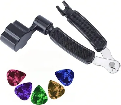 Enrollador de cuerda de guitarra + 5 púas + herramientas - ¡Mejor Precio!