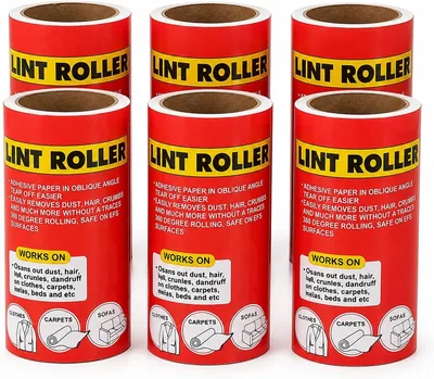 MOZZARE Lint Roller Refills 6 Pack - 360 Sheets, Mega Value Set, No Handle, 10x5cm for Pets