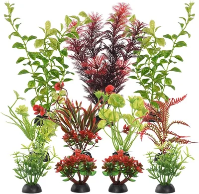 Plantas Acuáticas Artificiales AOOTE, 10 Piezas Decoración Acuario Planta Realista Simulación, Ornaments