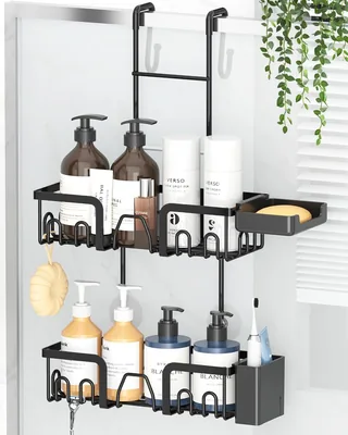Gabeeriso Shower Caddy 2-Tier Rustproof Organizer | 16 Hooks, Spa
