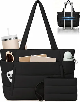 KTMOUW Bolsa Tote Mujer 30L, Bolso Acolchado Impermeable con Portatermo