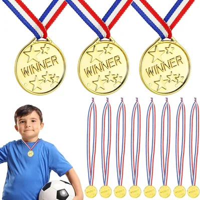 STOBOK 50 Medallas de Plástico para Niños con Cintas para El Cuello, Premios de Gimnasia, Medallas para El Día del Deporte, P