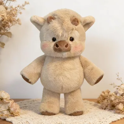 Wuquei Running Cow Plush | 45 cm, Highland, przytulanka interaktywna z ruchomymi nogami, na biurko, fidget sensoryczna, zabawka dla dorosłych