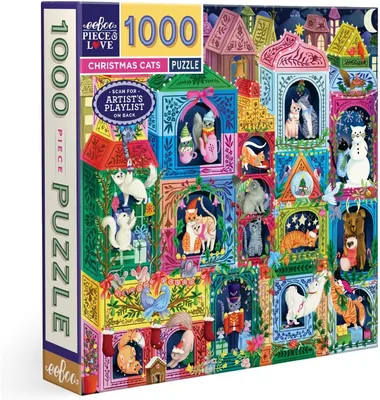 eeBoo Christmas Cats 1000pc Jigsaw Puzzle