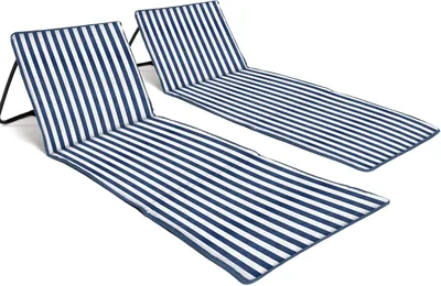 Just Be... Foldable Strandlån med Justerbar Backrest (2 Pack) - Lättvärd Portabel Lugnare med Zip-Sak och Shoulderbär