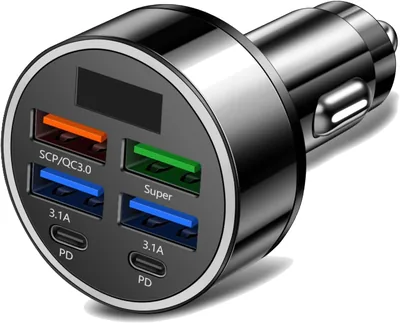 Ładowarka samochodowa USB C 250 W Total, szybkie ładowanie PD QC 3.0, wieloportowy adapter USB - Best Deal