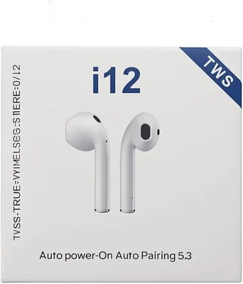 I12 Wireless Earbuds with Charging Case - White, Bluetooth, ZAR 49.00