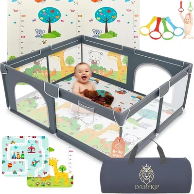 EveryKip® Box per bambini, beige, 120 x 120 cm + accessori, box pieghevole a risparmio del 33%
