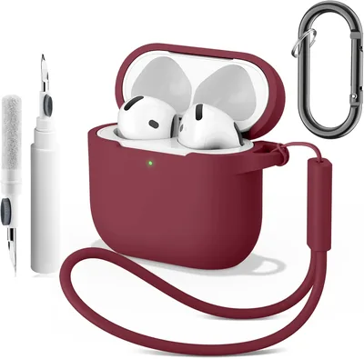 Oumida Case med kompatibilitet för AirPods 4, Silikonskyddskas med rensare nyckelklaste för Apple AirPod