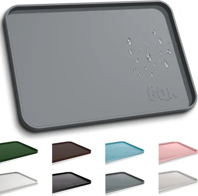 GQK Silicone Dog Cat Food Mat 18"x12" Gray Best Deal