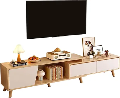 Beauenty TV Cabinet 50-70 Inch TV, 2 Drawer Modern Design Wooden Console Table Adjustable, 18% Off