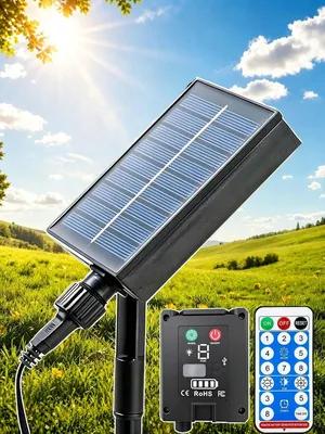Joycome 1200 mAh Panneau Solaire pour Garland Extérieur; 3 V/0.3 W Sortie | Mini Panneau Solaire avec Télécommande - 8 Modes & Luminosité