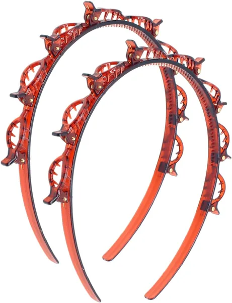 KAHZOR 2 Pezzi Fascia per Capelli Donna con Clip Antiscivolo Integrate, Grip Forte, Accessorio Comodo e Versatile