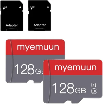 128GB TF Card 2 Pack C10 U1 UHS-1 A1 Adapter for Camera Smartphone Drone
