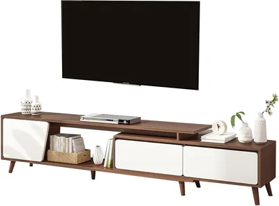 Beauty TV Cabinet 50-70 Inches Adjustable 2 Drawer Wooden Console