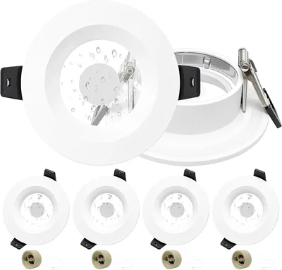 Ensemble de 4 spotlights encastrés GU10 Laiebri, cadre en aluminium IP65 à éclairage LED anti-éblouissement