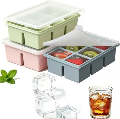 3 Pack Silicone Ice Cube Tray with Lid - Best Deal
